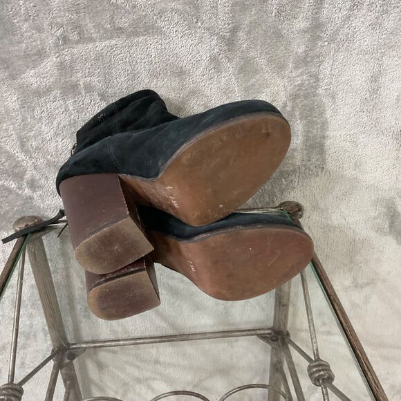Jeffrey Campbell Rumble Black Suede Sz 7.5 Ankle Boots Stacked Block Heel - Picture 11 of 14